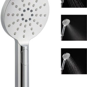 أو ار رأس دش محمول مع زر تحكم في التدفق ملائم للتحكم بالدفع رأس دش دائري - ABS